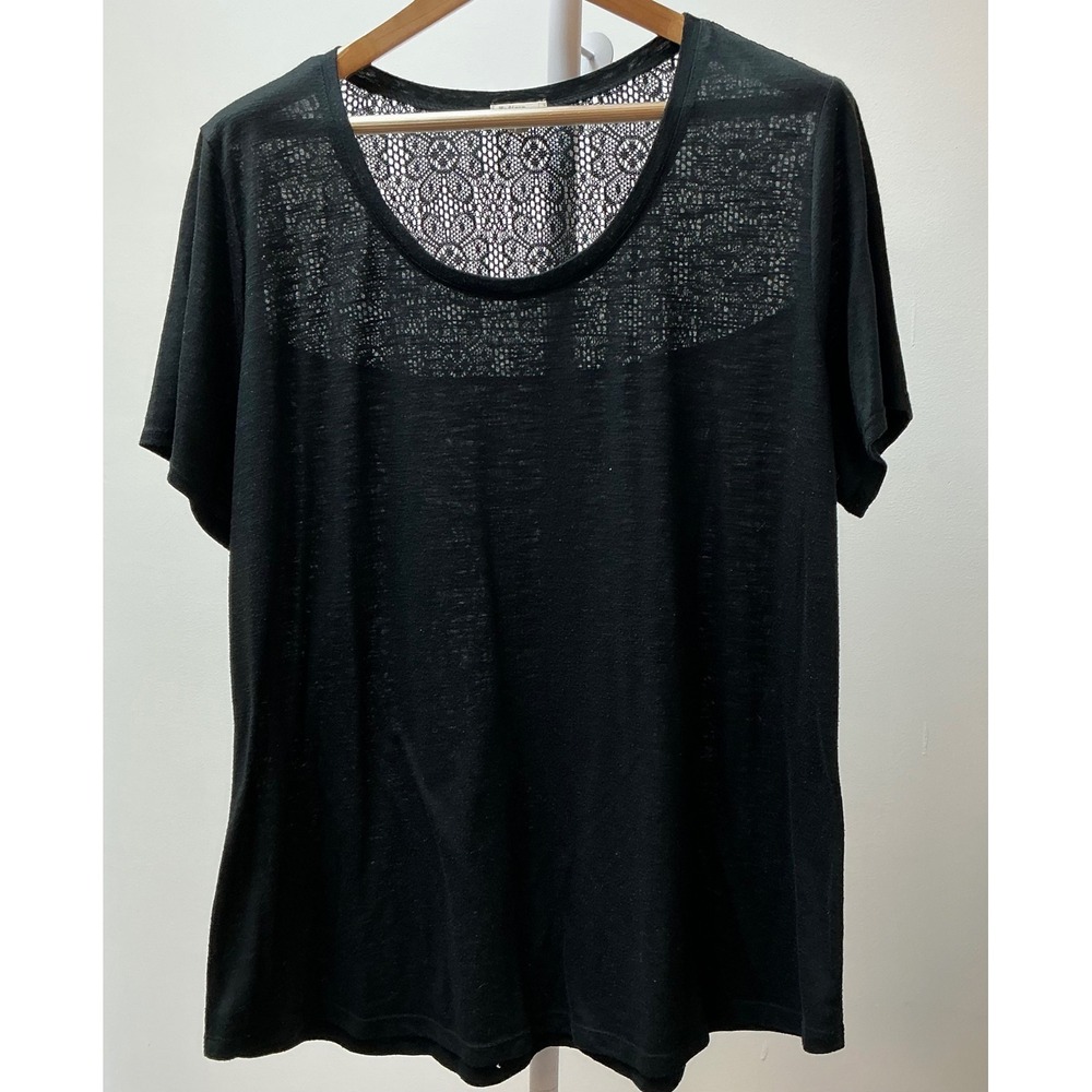 Madison Berkeley Black Lace Inset Short Sleeve Tunic Top Plus Size 3X